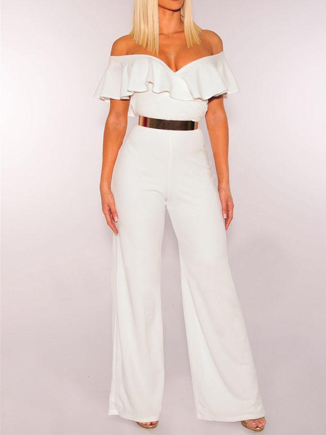 V-neck Ruffled High-waist Jumpsuit - Jumpsuit & Rompers - INS | Online Fashion Free Shipping Clothing, Dresses, Tops, Shoes - 20-30 - 26/07/2021 - Bottoms