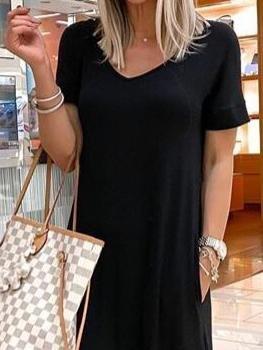 V-Neck Short Sleeve Casual Pocket Dress - Maxi Dresses - INS | Online Fashion Free Shipping Clothing, Dresses, Tops, Shoes - 06/07/2021 - 20-30 - Category_Maxi Dresses