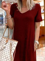 V-Neck Short Sleeve Casual Pocket Dress - Maxi Dresses - INS | Online Fashion Free Shipping Clothing, Dresses, Tops, Shoes - 06/07/2021 - 20-30 - Category_Maxi Dresses