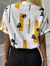 V-neck Short Sleeve Printed Casual Blouses - Blouses - INS | Online Fashion Free Shipping Clothing, Dresses, Tops, Shoes - 31/05/2021 - BLO210531294 - Blouses