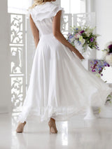 V-Neck Short Sleeve Ruffled Elegant Dress - Maxi Dresses - INS | Online Fashion Free Shipping Clothing, Dresses, Tops, Shoes - 22/07/2021 - Category_Maxi Dresses - color-white