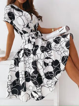 V-neck Short-sleeved Shirt Dress - Midi Dresses - INS | Online Fashion Free Shipping Clothing, Dresses, Tops, Shoes - 08/06/2021 - Color_Apricot - Color_Black