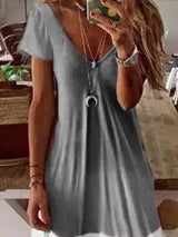 V-neck Short-sleeved Summer Dress - Maxi Dresses - INS | Online Fashion Free Shipping Clothing, Dresses, Tops, Shoes - 20-30 - 21/06/2021 - color-gray