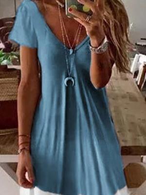 V-neck Short-sleeved Summer Dress - Maxi Dresses - INS | Online Fashion Free Shipping Clothing, Dresses, Tops, Shoes - 20-30 - 21/06/2021 - color-gray