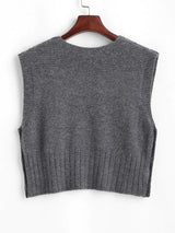 V Neck Side Button Up Sweater Vest - INS | Online Fashion Free Shipping Clothing, Dresses, Tops, Shoes