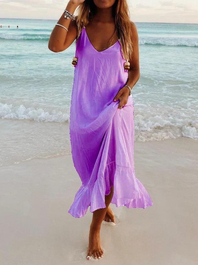V-Neck Sleeveless Beach Resort Boho Dress - Maxi Dresses - INS | Online Fashion Free Shipping Clothing, Dresses, Tops, Shoes - 20-30 - 29/06/2021 - Category_Maxi Dresses