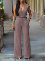 V-neck Sleeveless High Waist Slim Jumpsuit - Jumpsuit & Rompers - INS | Online Fashion Free Shipping Clothing, Dresses, Tops, Shoes - 20-30 - 27/07/2021 - Bottoms