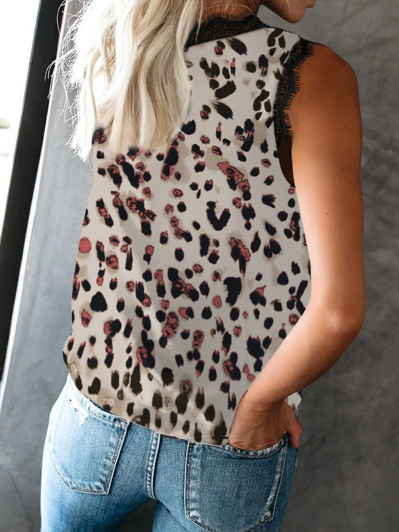 V-Neck Sleeveless Leopard Print Tank Tops - Tank Tops - INS | Online Fashion Free Shipping Clothing, Dresses, Tops, Shoes - 10-20 - 22/07/2021 - Category_Tank Tops