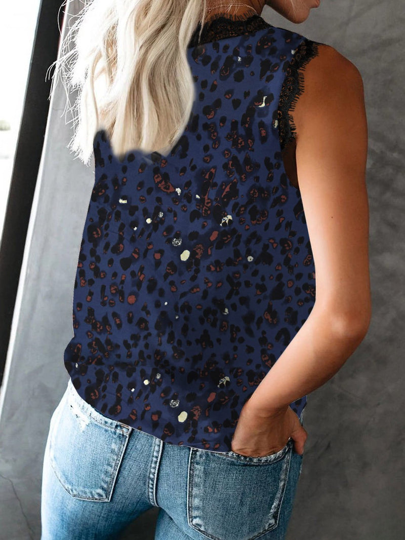 V-Neck Sleeveless Leopard Print Tank Tops - Tank Tops - INS | Online Fashion Free Shipping Clothing, Dresses, Tops, Shoes - 10-20 - 22/07/2021 - Category_Tank Tops