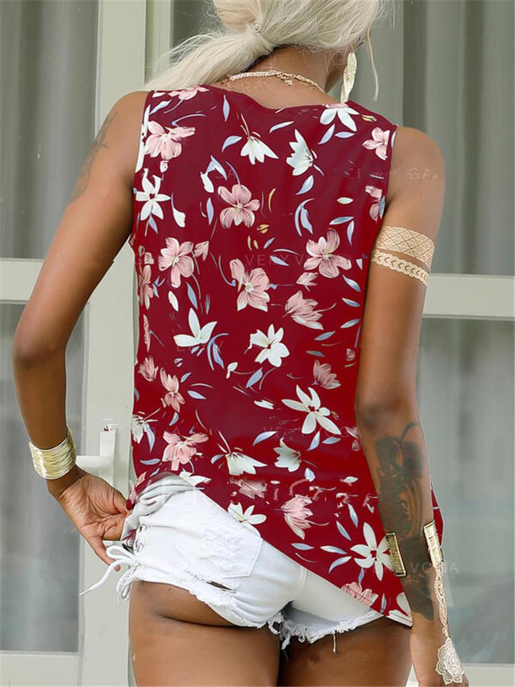 V-Neck Sleeveless Print Loose Casual Tank Tops - Tank Tops - INS | Online Fashion Free Shipping Clothing, Dresses, Tops, Shoes - 10-20 - 21/06/2021 - Category_Tank Tops