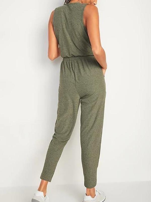 V-neck Sleeveless Women's Jumpsuit - Jumpsuits & Rompers - INS | Online Fashion Free Shipping Clothing, Dresses, Tops, Shoes - 15/04/2021 - Colour_Black - Colour_Green