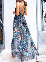 V-neck Sling Print Dress - Maxi Dresses - INS | Online Fashion Free Shipping Clothing, Dresses, Tops, Shoes - 05/06/2021 - Color_Blue - DRE2106050117