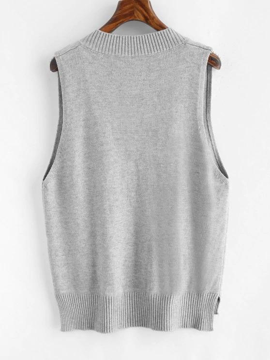 V Neck Slit High Low Sweater Vest - INS | Online Fashion Free Shipping Clothing, Dresses, Tops, Shoes