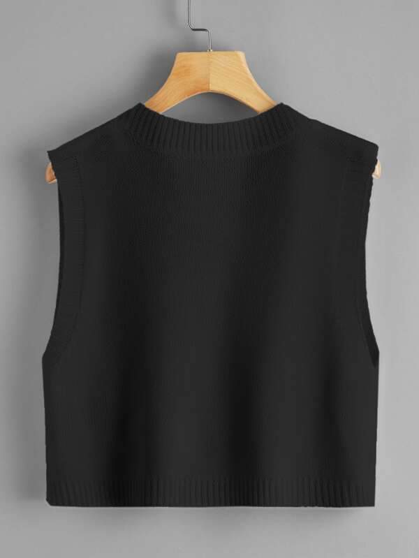 V-neck Solid Crop Sweater Vest - INS | Online Fashion Free Shipping Clothing, Dresses, Tops, Shoes