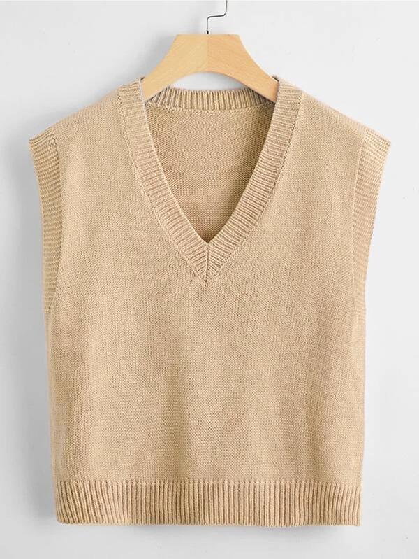 V Neck Solid Sweater Vest - INS | Online Fashion Free Shipping Clothing, Dresses, Tops, Shoes
