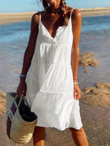 Vacation Beach Sleeveless Ruffle Dress - Mini Dresses - INS | Online Fashion Free Shipping Clothing, Dresses, Tops, Shoes - 09/07/2021 - 30-40 - Category_Mini Dresses
