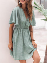 Vacation Polka Dot Print V-Neck Short Sleeve Dress - Mini Dresses - INS | Online Fashion Free Shipping Clothing, Dresses, Tops, Shoes - 20-30 - 25/06/2021 - Category_Mini Dresses