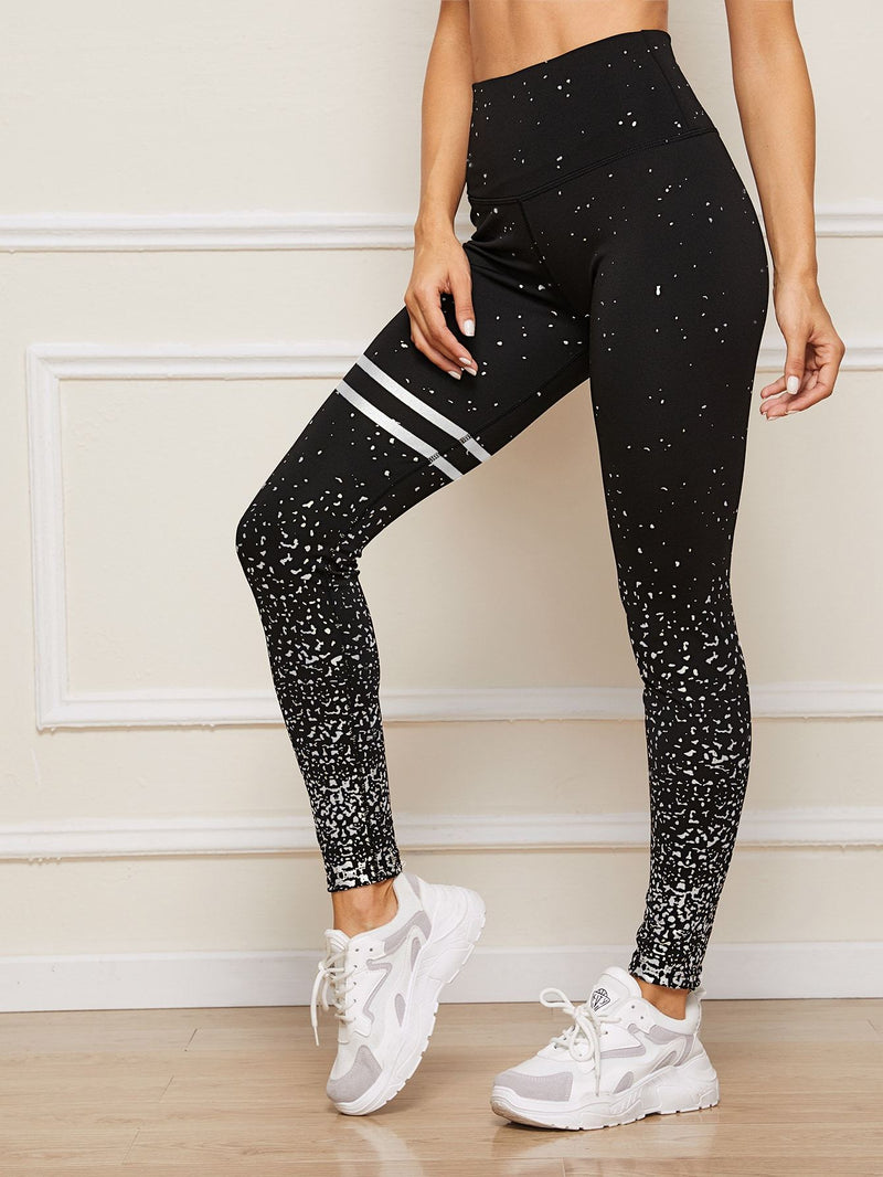 Varsity Striped Hot Stamping Sports Leggings - INS | Online Fashion Free Shipping Clothing, Dresses, Tops, Shoes