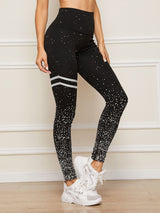 Varsity Striped Hot Stamping Sports Leggings - INS | Online Fashion Free Shipping Clothing, Dresses, Tops, Shoes