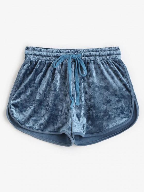 Velvet Drawstring Dolphin Gym Shorts - INS | Online Fashion Free Shipping Clothing, Dresses, Tops, Shoes