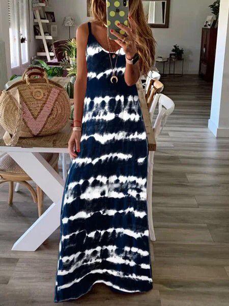 Vest Dress With Suspenders And Horizontal Stripes - Maxi Dresses - INS | Online Fashion Free Shipping Clothing, Dresses, Tops, Shoes - 05/19/2021 - Category_Maxi Dresses - Color_Gray