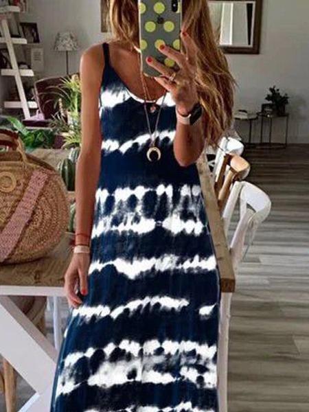 Vest Dress With Suspenders And Horizontal Stripes - Maxi Dresses - INS | Online Fashion Free Shipping Clothing, Dresses, Tops, Shoes - 05/19/2021 - Category_Maxi Dresses - Color_Gray