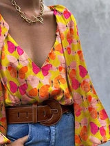 Vintage Butterfly Long Sleeve V-Neck Blouses - Blouses - INS | Online Fashion Free Shipping Clothing, Dresses, Tops, Shoes - 17/06/2021 - 30-40 - Category_Blouses
