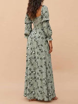 Vintage Ditsy-floral Square Collar Maxi Dress - Maxi Dresses - INS | Online Fashion Free Shipping Clothing, Dresses, Tops, Shoes - 01/04/2021 - Autumn - chiffon-dress