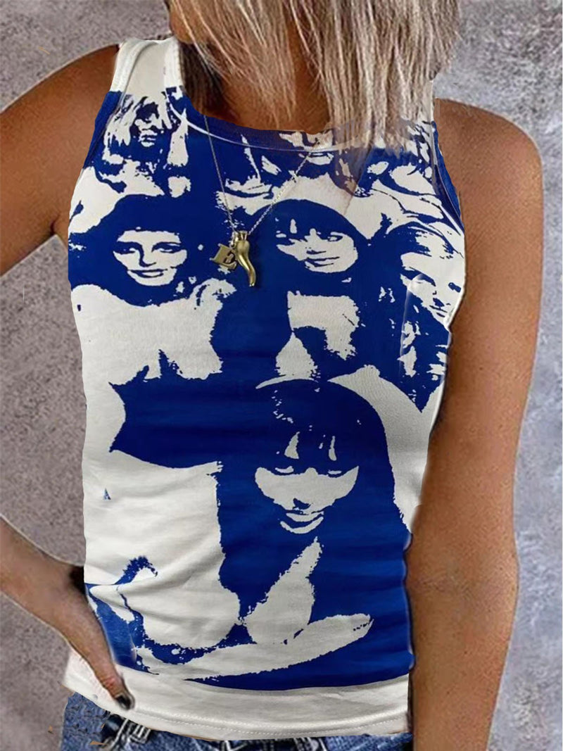 Vintage Print Sleeveless Casual Tank Tops - Tank Tops - INS | Online Fashion Free Shipping Clothing, Dresses, Tops, Shoes - 01/07/2021 - 10-20 - Category_Tank Tops
