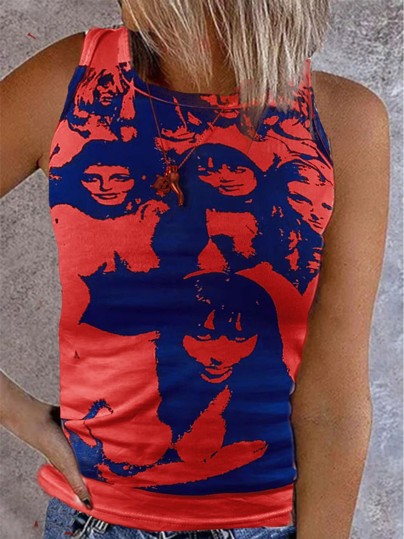 Vintage Print Sleeveless Casual Tank Tops - Tank Tops - INS | Online Fashion Free Shipping Clothing, Dresses, Tops, Shoes - 01/07/2021 - 10-20 - Category_Tank Tops