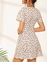 Vivid Floral Square Neck Short Sleeve Mini Dress - Mini Dresses - INS | Online Fashion Free Shipping Clothing, Dresses, Tops, Shoes - 09/04/2021 - Colour_Floral - DRE210412018