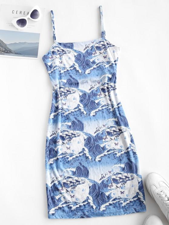 Wave Butterfly Print Velvet Mini Cami Dress - INS | Online Fashion Free Shipping Clothing, Dresses, Tops, Shoes