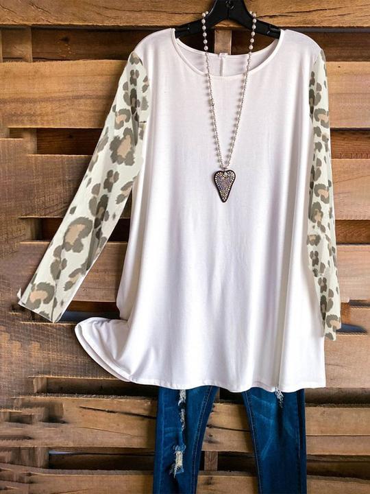 White Leopard Casual Shirts & Tops - INS | Online Fashion Free Shipping Clothing, Dresses, Tops, Shoes
