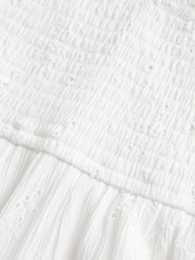 White Puff-sleeve Tiered Mini Dress - Mini Dresses - INS | Online Fashion Free Shipping Clothing, Dresses, Tops, Shoes - 19/04/2021 - Category_Mini Dresses - Color_White