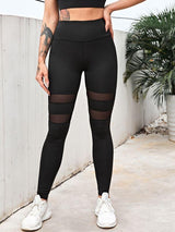 Wide Band Waist Contrast Mesh Sports Leggings - INS | Online Fashion Free Shipping Clothing, Dresses, Tops, Shoes