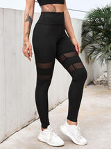 Wide Band Waist Contrast Mesh Sports Leggings - INS | Online Fashion Free Shipping Clothing, Dresses, Tops, Shoes