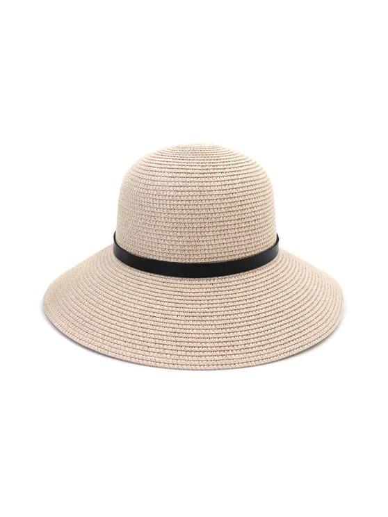 Wide Brim Straw Hat With Leather Detail - INS | Online Fashion Free Shipping Clothing, Dresses, Tops, Shoes