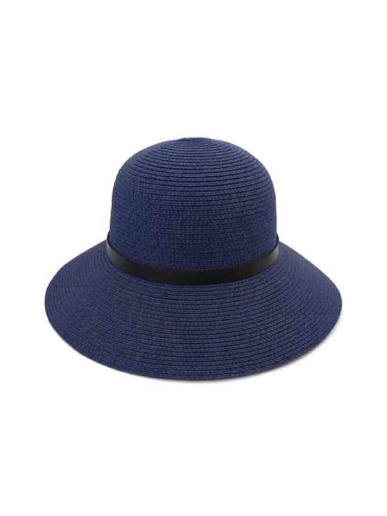 Wide Brim Straw Hat With Leather Detail - INS | Online Fashion Free Shipping Clothing, Dresses, Tops, Shoes