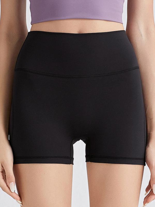 Wide Waistband Duirky-dry Solid Biker Shorts - Shorts - INS | Online Fashion Free Shipping Clothing, Dresses, Tops, Shoes - 15/3/2021 - Bean Paste - Black