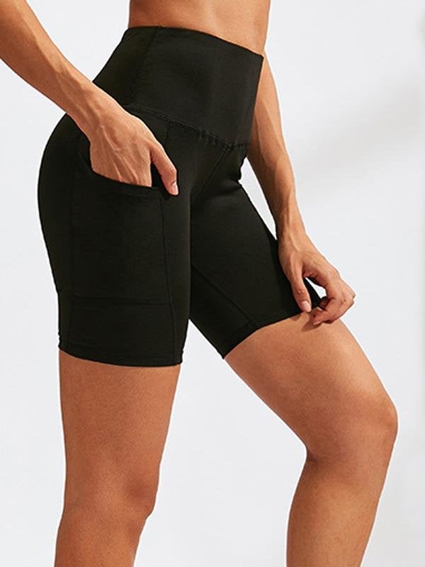 Wideband Waist Biker Shorts With Phone Pocket - Shorts - INS | Online Fashion Free Shipping Clothing, Dresses, Tops, Shoes - 03/02/2021 - 2XL - Black