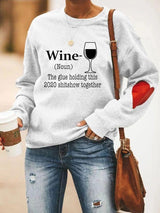 Wine Glass Heart Sweatshirt - Sweatshirts - INS | Online Fashion Free Shipping Clothing, Dresses, Tops, Shoes - 13/03/2021 - 2XL - 3XL