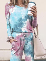 Woman Tie Dye Print Top & Drawstring Pants Set - Sets - INS | Online Fashion Free Shipping Clothing, Dresses, Tops, Shoes - 02/19/2021 - 2 piece sets - 2XL