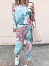 Woman Tie Dye Print Top & Drawstring Pants Set - Sets - INS | Online Fashion Free Shipping Clothing, Dresses, Tops, Shoes - 02/19/2021 - 2 piece sets - 2XL