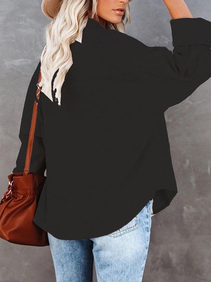 Women Casual button Long Sleeves Solid Shirt - Blouses - INS | Online Fashion Free Shipping Clothing, Dresses, Tops, Shoes - 01/28/2021 - 2XL - 3XL