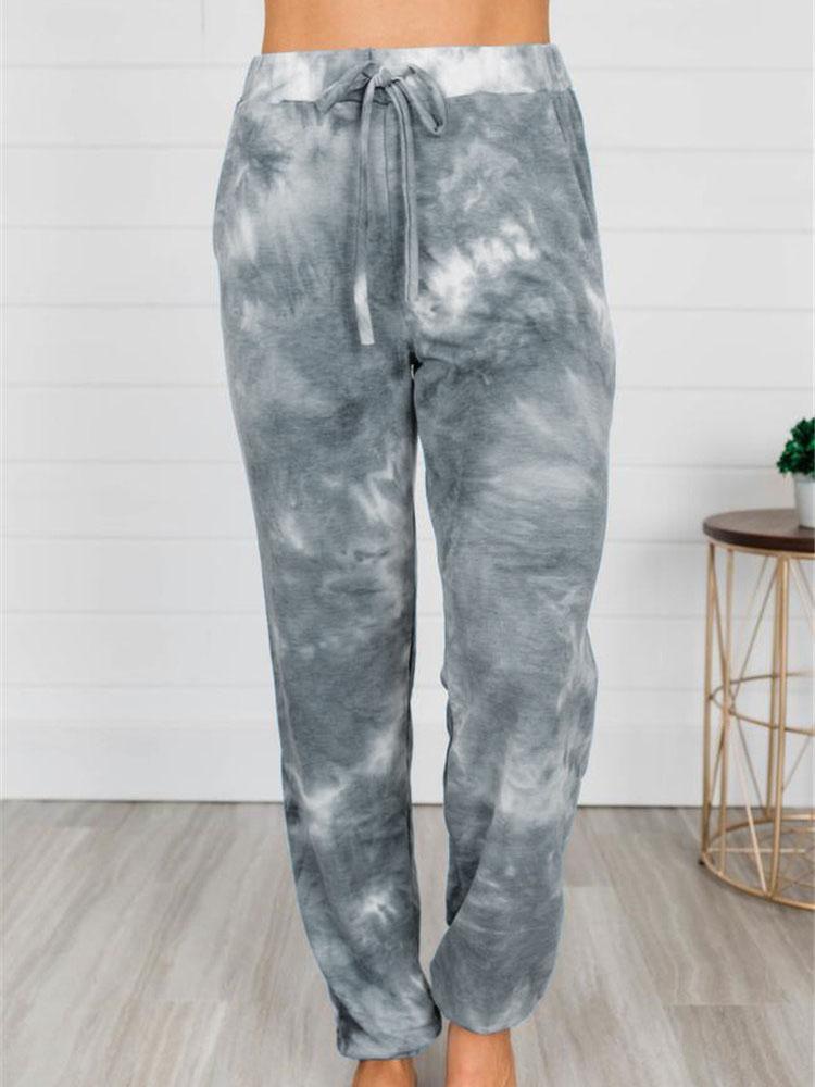 Women Casual Drawstring Tie-Dye Print Sport Pants - Pants - INS | Online Fashion Free Shipping Clothing, Dresses, Tops, Shoes - 12/05/2021 - 120521 - Color_Grey