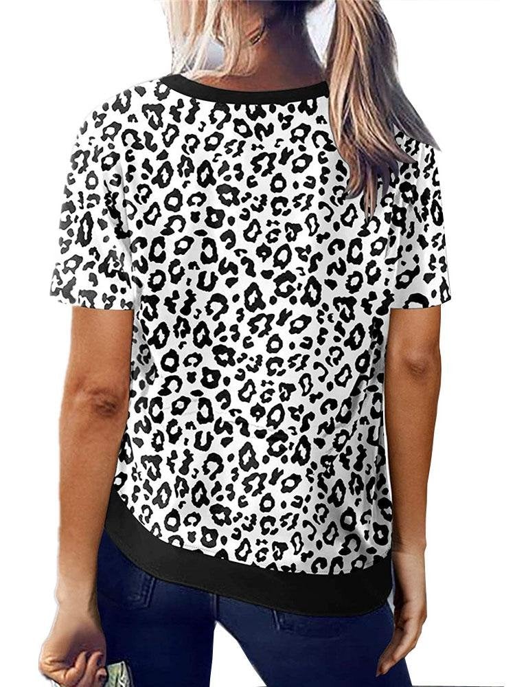 Women Casual Leopard Printed Relaxed T-shirts - T-shirts - INS | Online Fashion Free Shipping Clothing, Dresses, Tops, Shoes - 12/05/2021 - 120521 - Color_Khaki