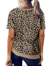 Women Casual Leopard Printed Relaxed T-shirts - T-shirts - INS | Online Fashion Free Shipping Clothing, Dresses, Tops, Shoes - 12/05/2021 - 120521 - Color_Khaki