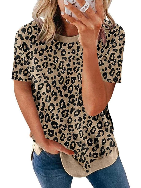 Women Casual Leopard Printed Relaxed T-shirts - T-shirts - INS | Online Fashion Free Shipping Clothing, Dresses, Tops, Shoes - 12/05/2021 - 120521 - Color_Khaki