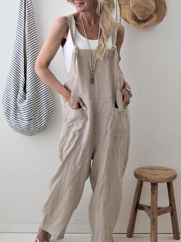 Women Casual Overalls Wide Leg Jumpsuit - Jumpsuits & Rompers - INS | Online Fashion Free Shipping Clothing, Dresses, Tops, Shoes - 02//03/2021 - Apricot - Black