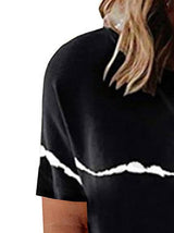 Women Casual Stripe Print Round Neck Relaxed T-shirt - T-shirts - INS | Online Fashion Free Shipping Clothing, Dresses, Tops, Shoes - 12/05/2021 - 120521 - Color_Black